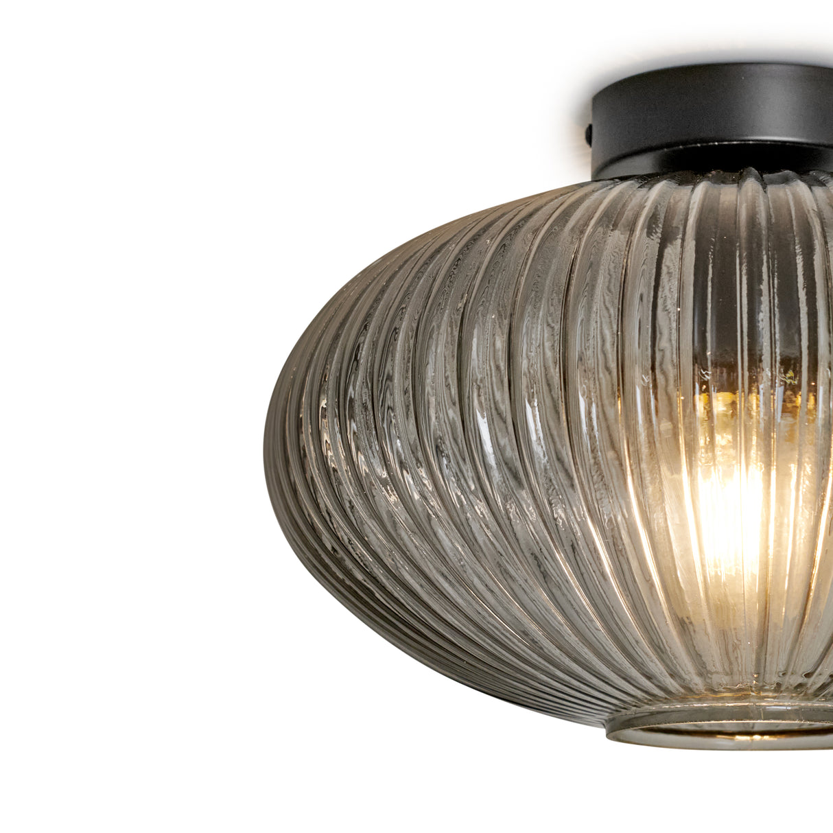 Design Deckenleuchte Rund Rauchglas -
