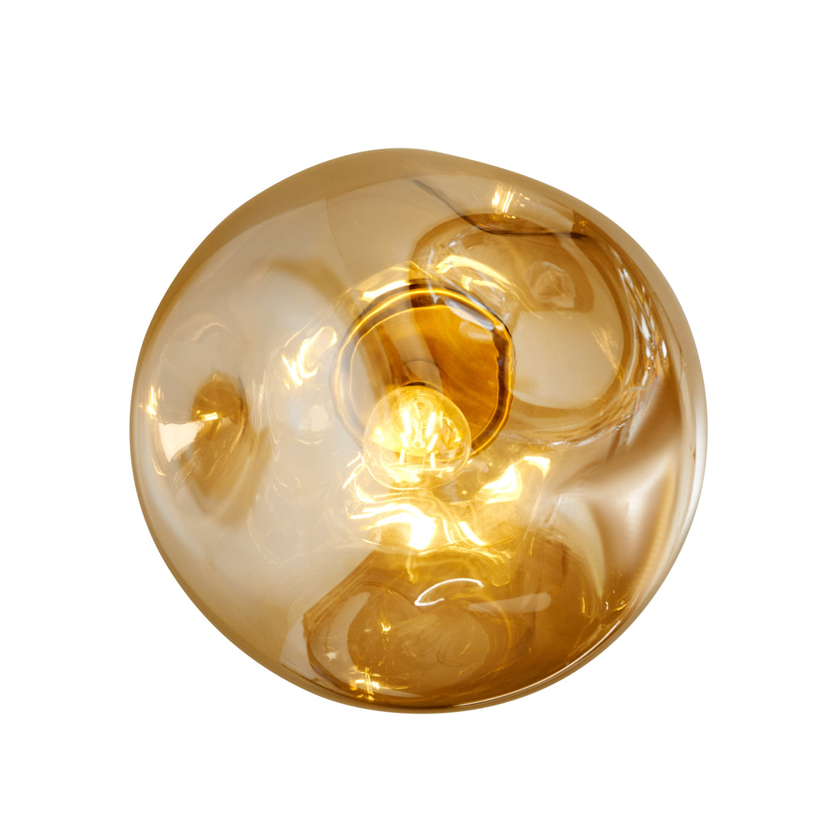 Glazen Plafondlamp Goud met Amberglas – Marly