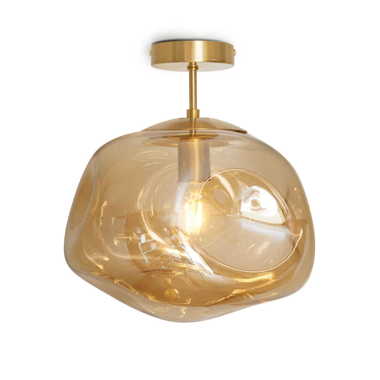 Glazen Plafondlamp Goud met Amberglas – Marly