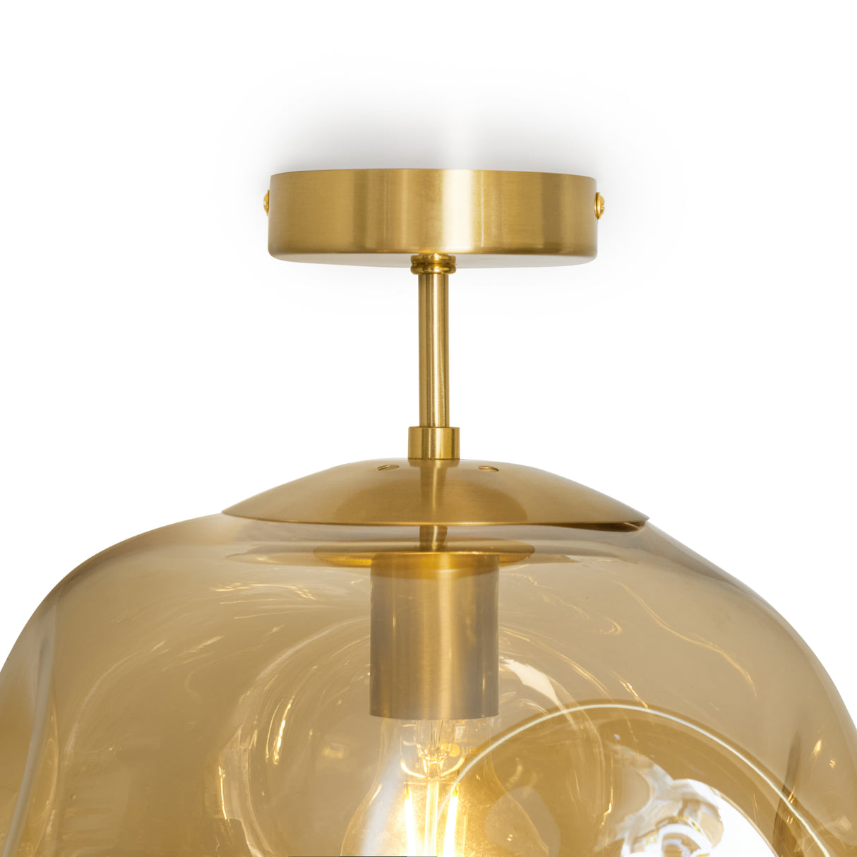 Glazen Plafondlamp Goud met Amberglas – Marly