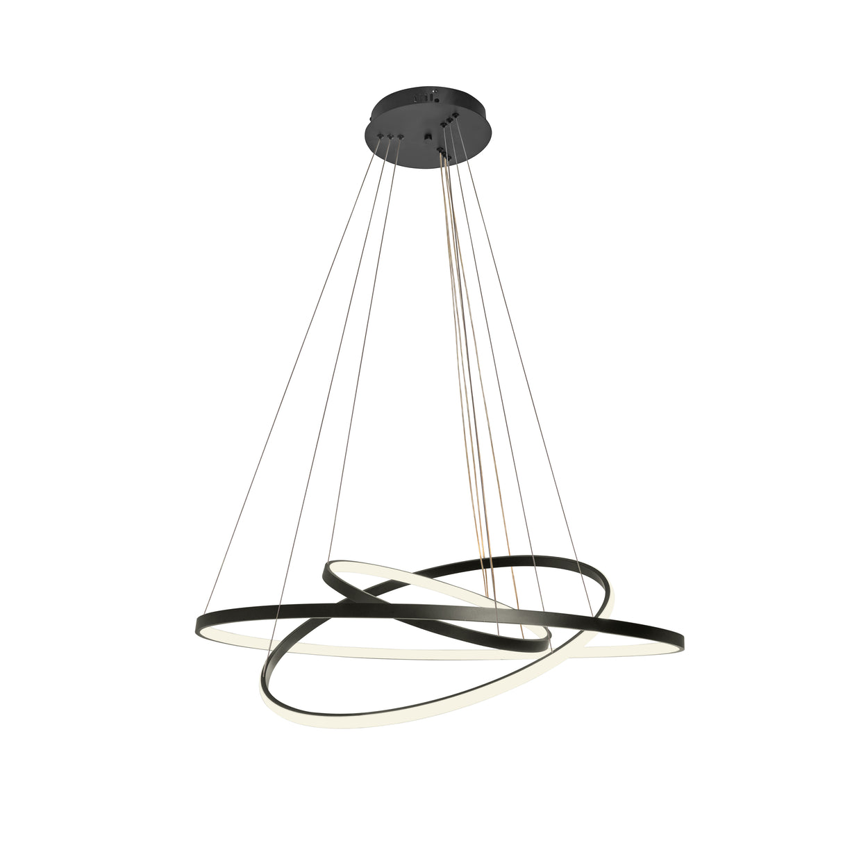 Design Pendelleuchte Schwarz – Dimmbar LED – Drei Ringe – Höhenverstellbar – Esszimmer – Wohnzimmer