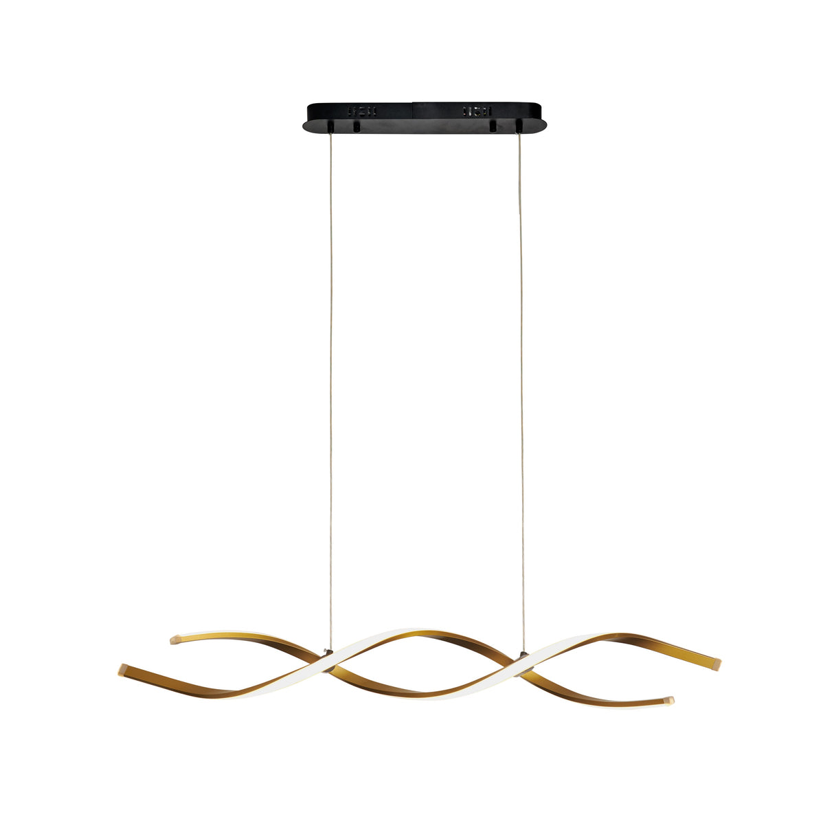 Längliche LED-Pendelleuchte Gold, wellenförmig – 3-farbig