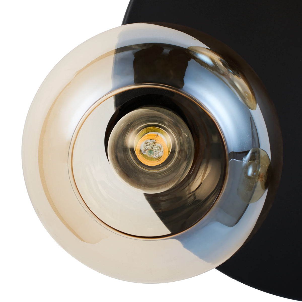 Plafondlamp Amber Glas 3-Lichts – Zwart met E27 Fittingen