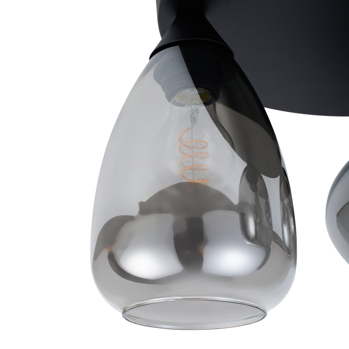Plafondlamp Smokeglas 3-Lichts – Zwart met E27 Fittingen