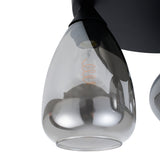 Plafondlamp Smokeglas 3-Lichts – Zwart met E27 Fittingen
