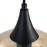 Hanglamp langwerpig Amberglas 3-Lichts – Zwart met E27 Fittingen