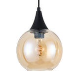 Hanglamp langwerpig Amberglas 3-Lichts – Zwart met E27 Fittingen