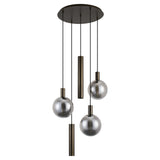 Lunaro 5-lichts Hanglamp – Donker Antiek Brons met Smokeglas – Inclusief Lichtbronnen – Niet Dimbaar