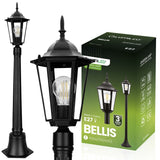 Gartenlaterne – Außenlampe auf Pfahl – E27 – 1 m hoch – Schwarz
