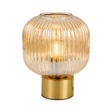 Tischleuchte Amberglas geriffelt – Gold