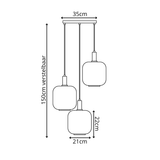 Pendelleuchte Schwarz mit Messing und Rauchglas – 3-flammig – Aura Trio