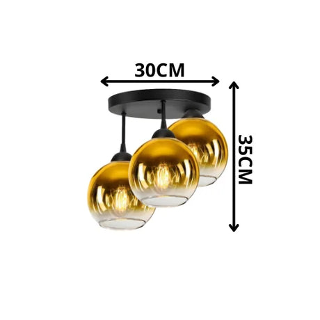 Gouden plafondlamp industrieel met 3 bollen voor woonkamer