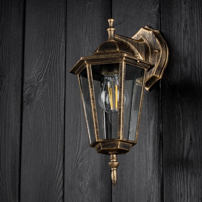 Außenwandlampe Down – E27 Außenlaterne im Patina-Stil