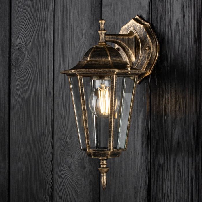 Außenwandlampe Down – E27 Außenlaterne im Patina-Stil