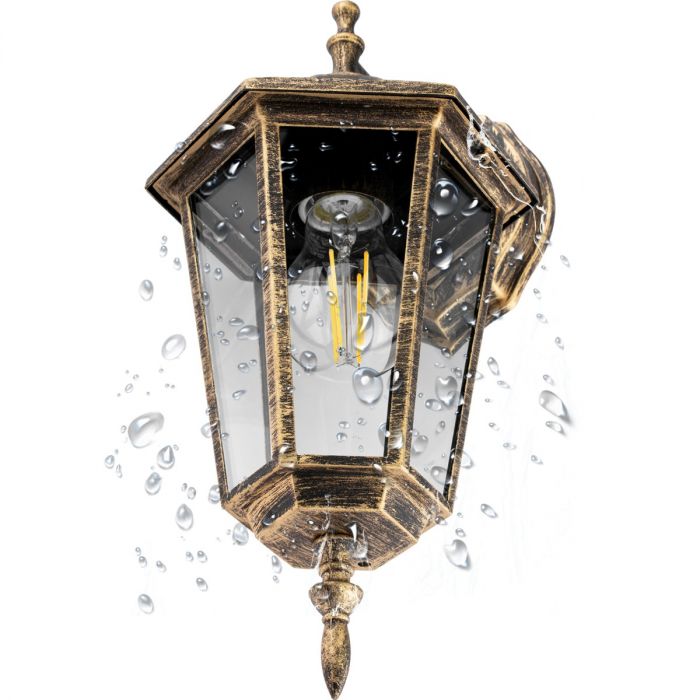 Außenwandlampe Down – E27 Außenlaterne im Patina-Stil