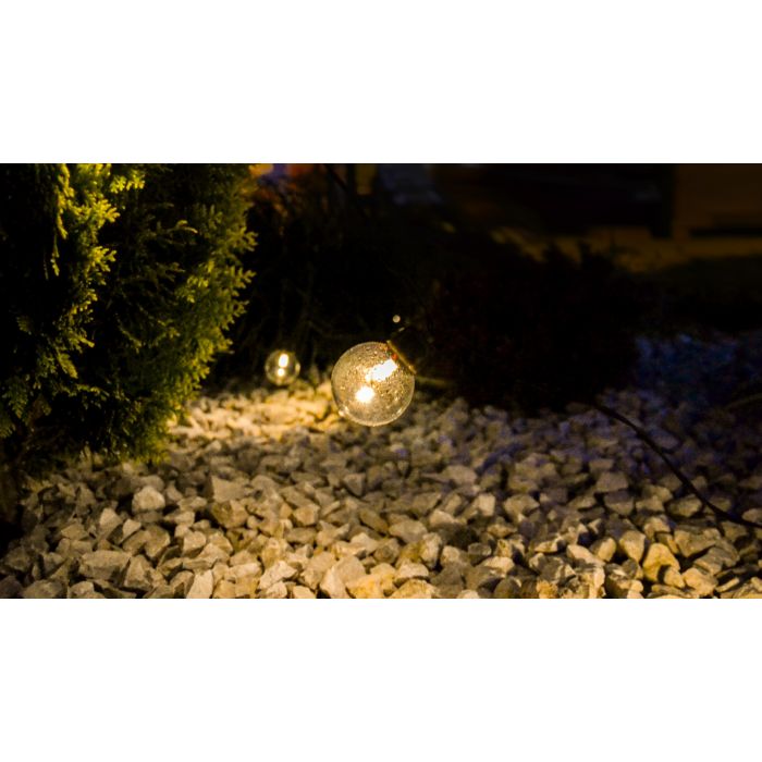Solar-LED-Lichterkette mit Kugeln, 7,5 m – Warmweißes Licht (3000K) | Solar-Gartenbeleuchtung