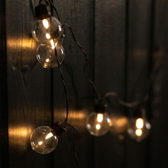 Solar-LED-Lichterkette mit Kugeln, 7,5 m – Warmweißes Licht (3000K) | Solar-Gartenbeleuchtung