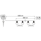 Gartenlichterkette – 30 LED-Kugeln – 10,6 m – Warmweiß 3000K – Wetterfest & Dekorativ