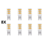 Set aus 8 G9 LED-Lampen – 3-Stufen, 3W, 250 lm, warmweiß 2700K