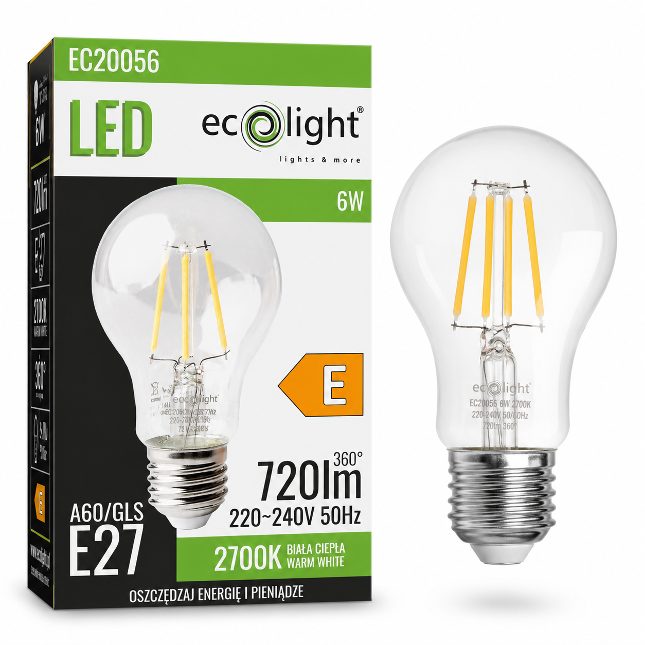 LED Lampe E27 6 Watt 3000K Warmweiß