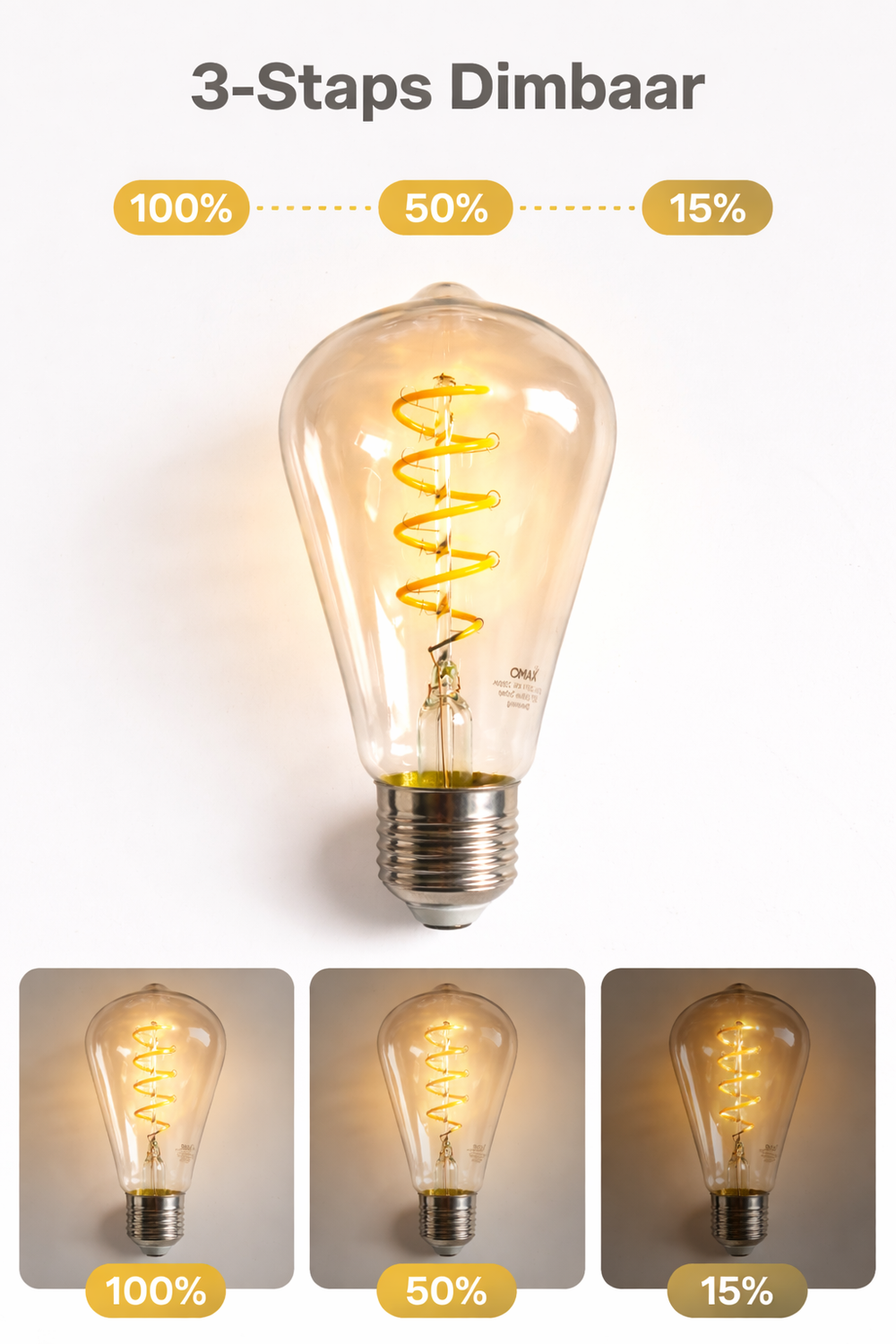 E27 3-Stufen dimmbare LED-Lampe Spirale ST64 4W 280 lm 2200K