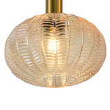 Hängelampe Schwarz mit Messing und Amberglas – 3-flammig – Liva