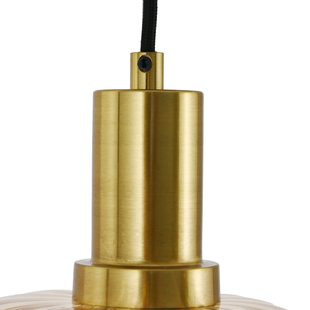 Hängelampe Schwarz mit Messing und Amberglas – 3-flammig – Nox