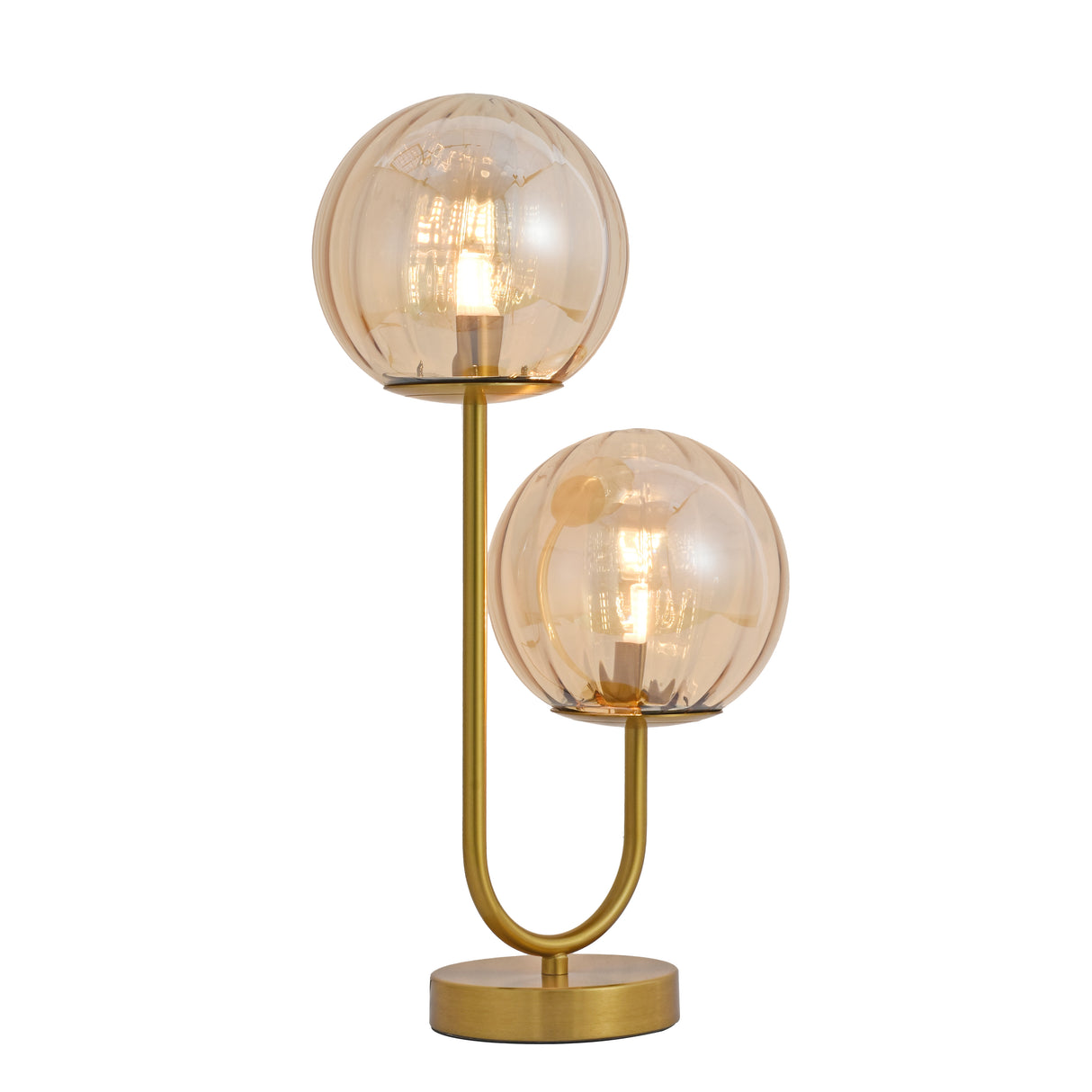 Tischlampe Linda - Messing mit Amberglas - 2-flammig