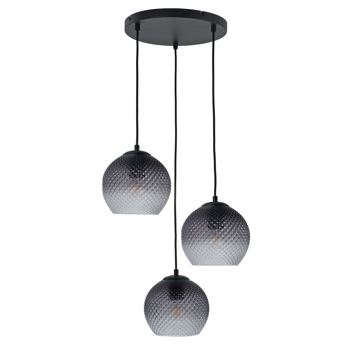 Hängeleuchte Lisa – 3-flammig – Geripptes Fade-Glas