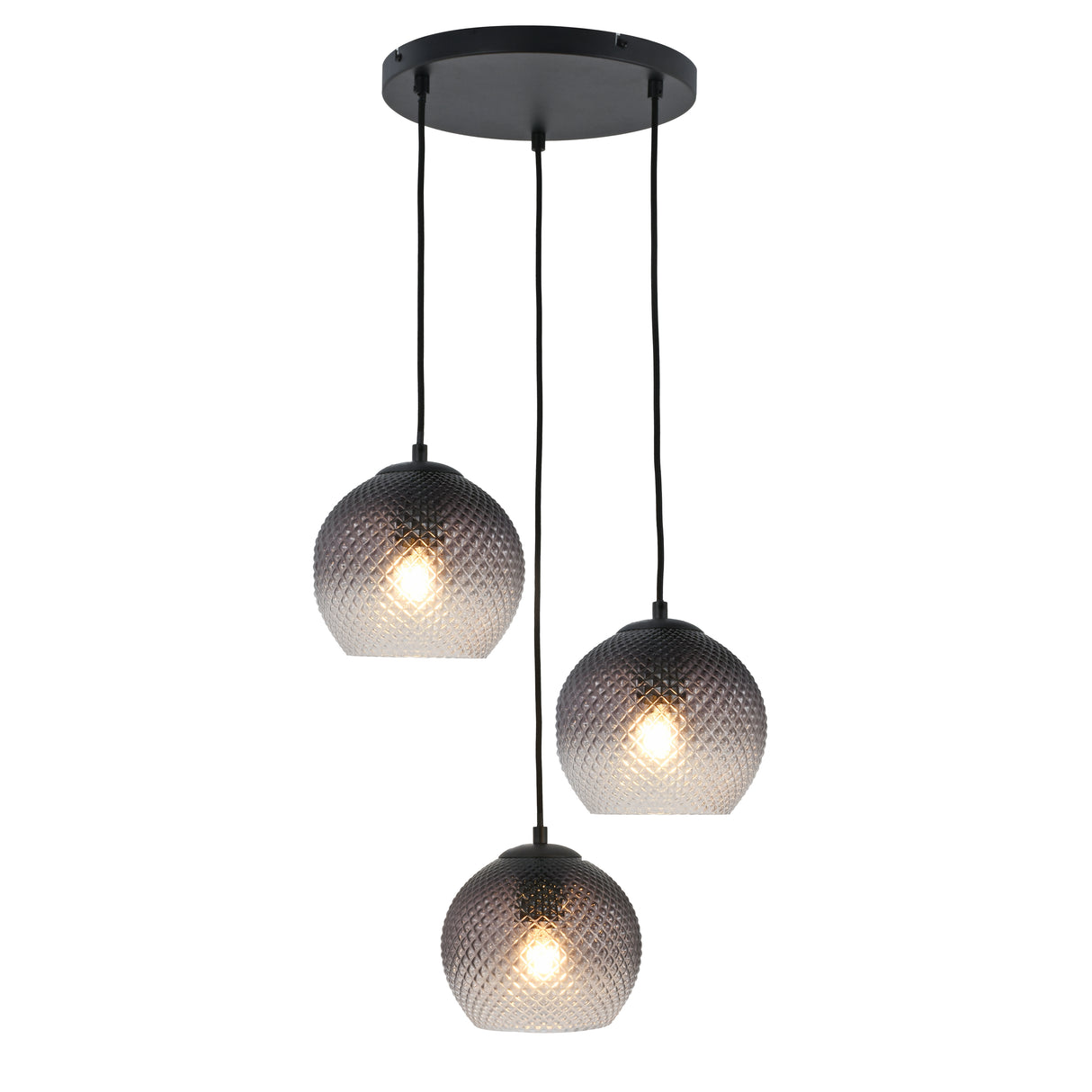 Hängeleuchte Lisa – 3-flammig – Geripptes Fade-Glas