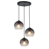Hängeleuchte Lisa – 3-flammig – Geripptes Fade-Glas