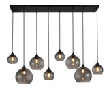 Hängelampe Schwarz mit Rauchglas Oval 8-flammig