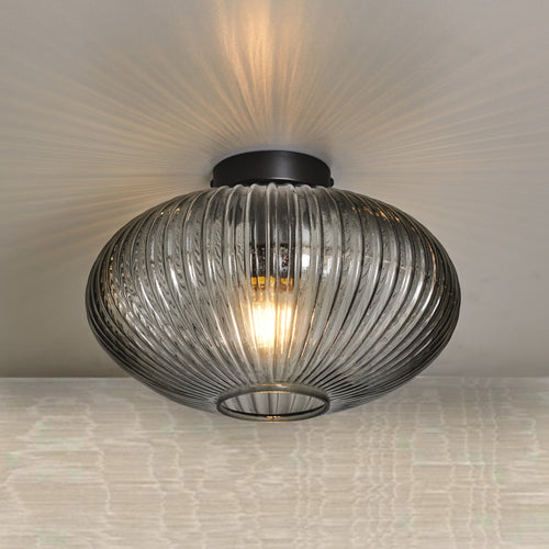 Design-Deckenleuchte rund Rauchglas – Amelie