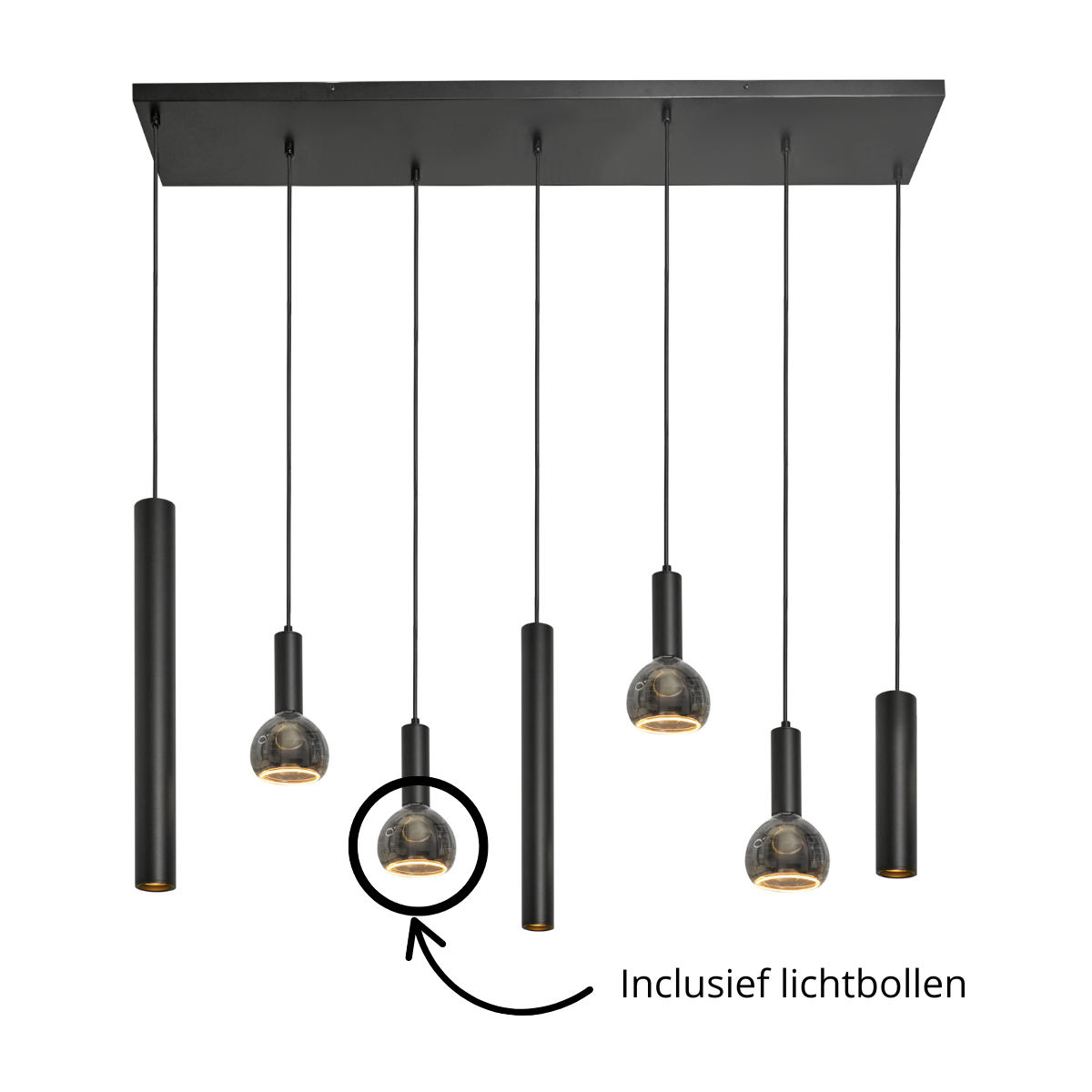 Pendelleuchte mit 7 Lichtquellen, kostenlos mit E27-Glühbirnen