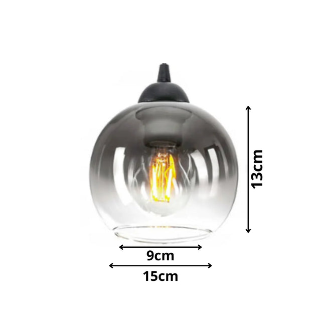 glazen hanglamp zwart met E27 fitting en overlappende cirkels