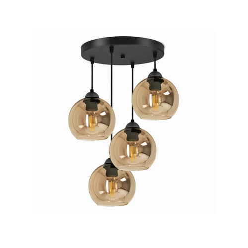 Pendelleuchte Industrial 4-flammig Amber für Esszimmer, Wohnzimmer oder Büro