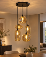 Hanglamp 5-lichts mix amber
