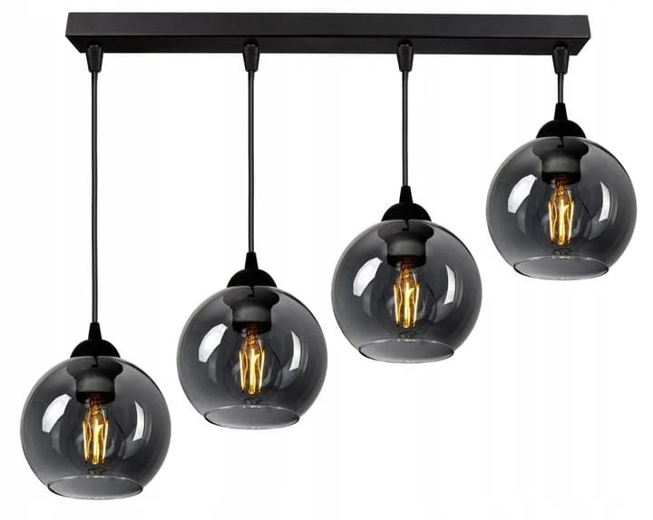 industriële smoke glas hanglamp zwart woonkamer