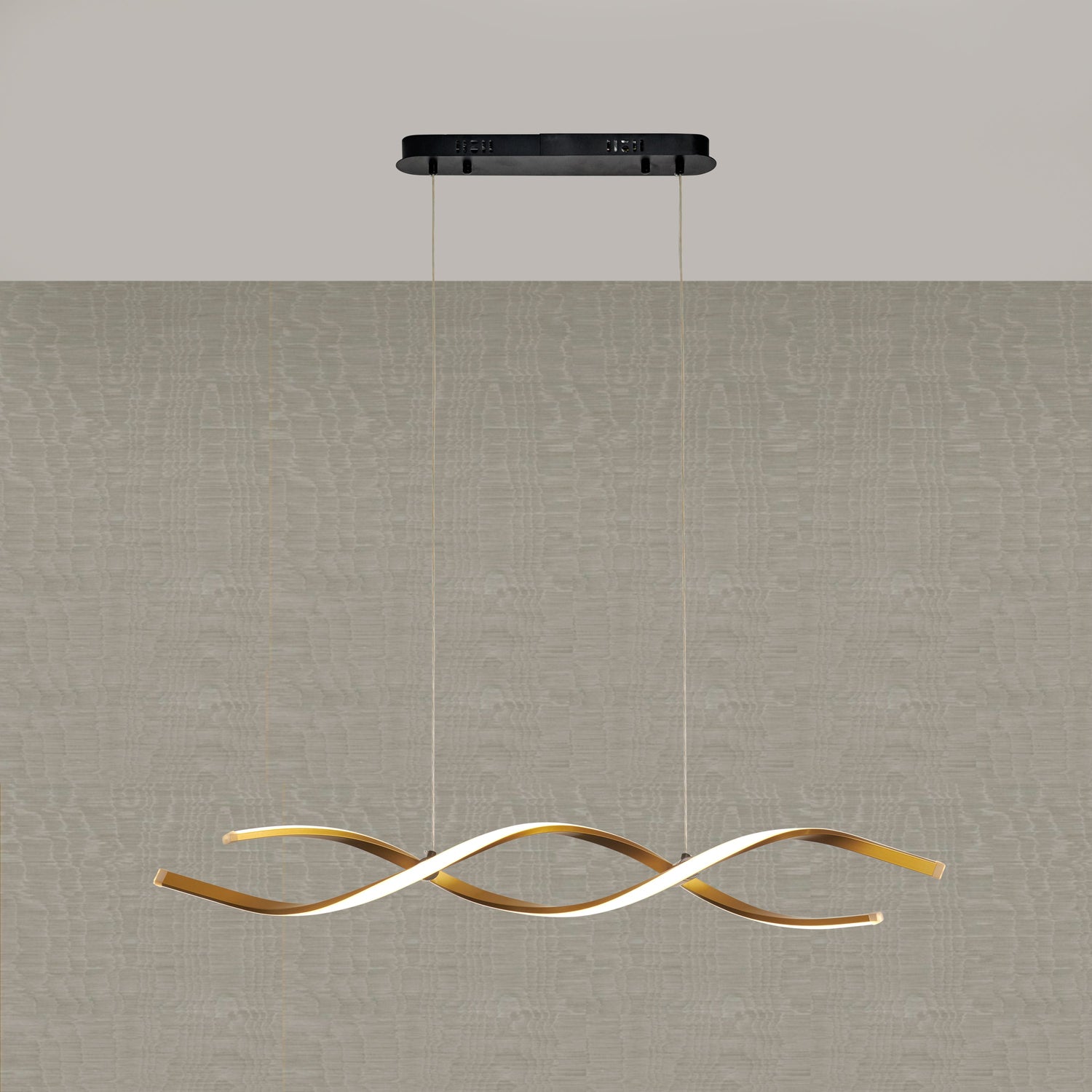 Langwerpige LED Hanglamp Goud Golfvorm – 3-Kleurig