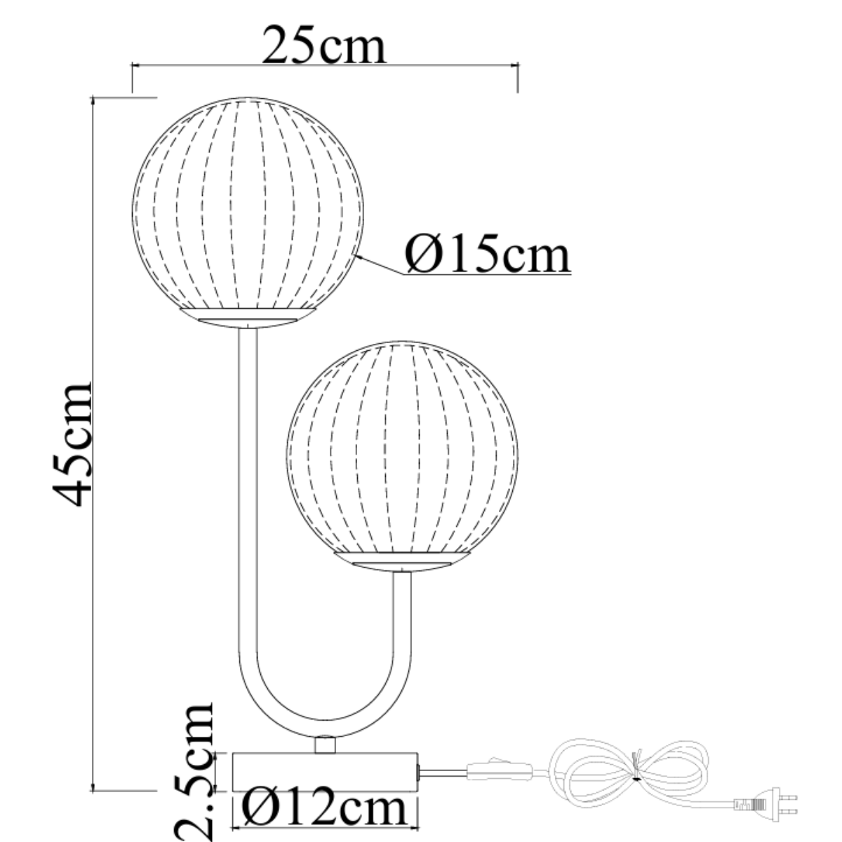 Tischlampe Linda - Messing mit Amberglas - 2-flammig