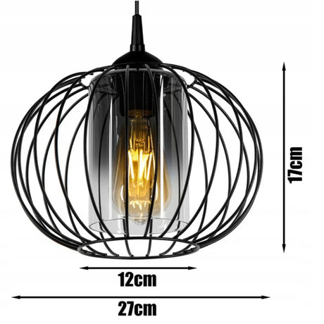 hanglamp industrieel draad en glas voor eettafel