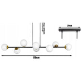 Hanglamp wit bol zwart goud met 8 lichtpunten