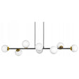 Hanglamp wit bol zwart goud met 8 lichtpunten