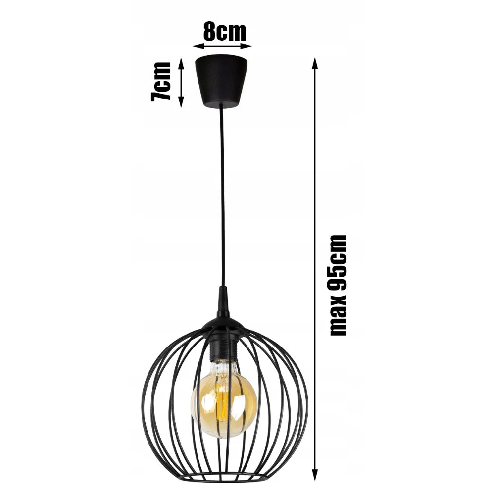 zwarte bol hanglamp staal E27 eetkamer industrieel