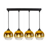 Langwerpige hanglamp goud 4-lichts industrieel boven eettafel