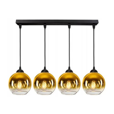 Langwerpige hanglamp goud 4-lichts industrieel boven eettafel