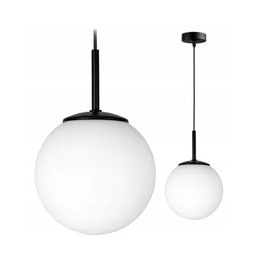 Industriële hanglamp zwart metaal opaalwit glas E27 fitting