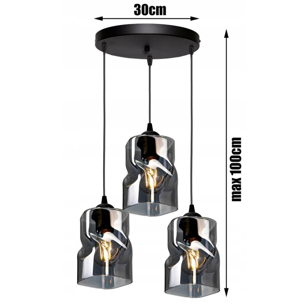 Zwarte industriële hanglamp woonkamer met drie lichtpunten