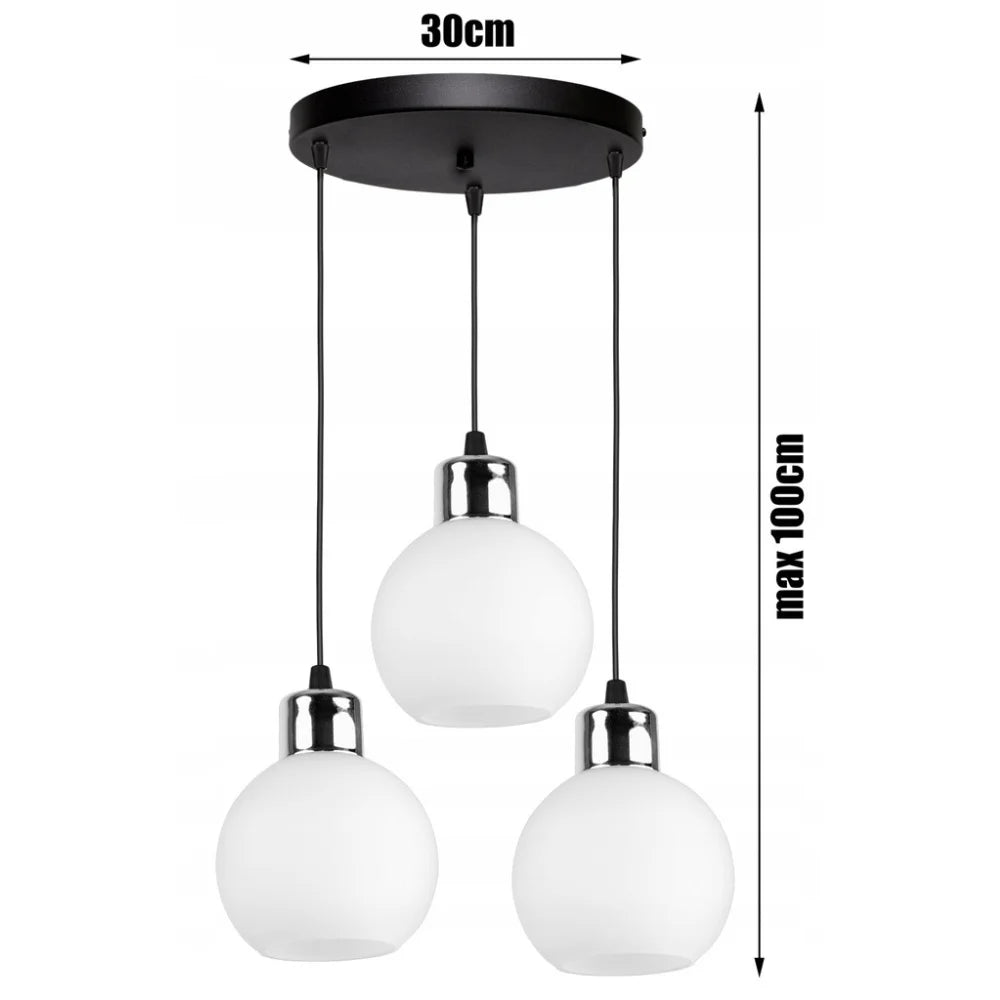 Witte hanglamp 3-lichts met glazen bollen voor woonkamer