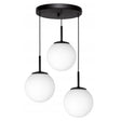 Hanglamp 3-lichts zwart wit voor eetkamer met ronde plaat